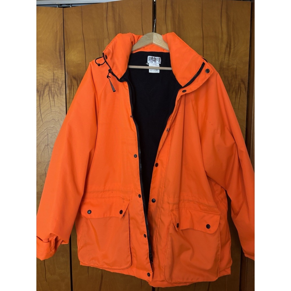 Bushmaster Blaze Orange Waterproof Lined Hooded Hunting Jacket Men's XL READ